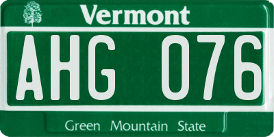 VT license plate AHG076