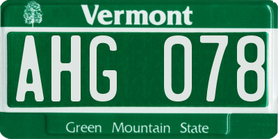VT license plate AHG078
