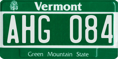 VT license plate AHG084