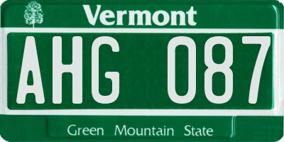 VT license plate AHG087