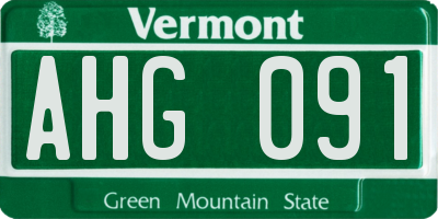 VT license plate AHG091