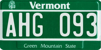 VT license plate AHG093