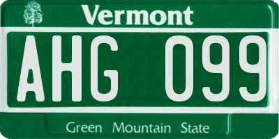 VT license plate AHG099
