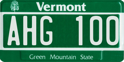 VT license plate AHG100