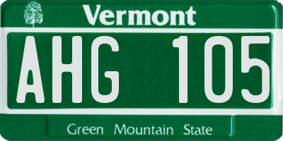VT license plate AHG105