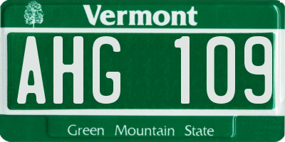 VT license plate AHG109