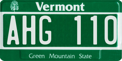 VT license plate AHG110