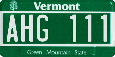 VT license plate AHG111