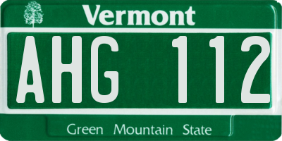 VT license plate AHG112