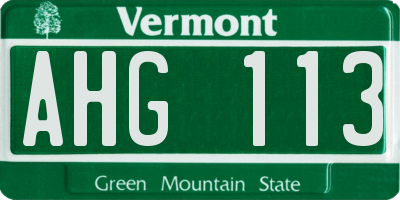 VT license plate AHG113