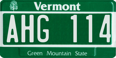 VT license plate AHG114