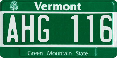 VT license plate AHG116