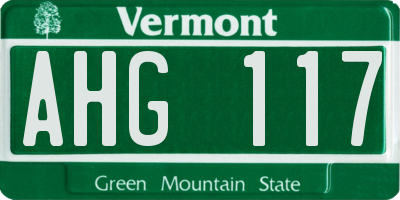 VT license plate AHG117