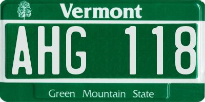 VT license plate AHG118