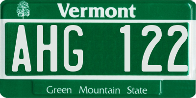 VT license plate AHG122