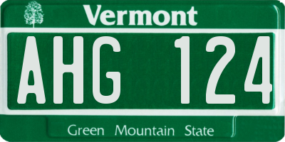 VT license plate AHG124