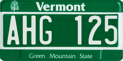 VT license plate AHG125