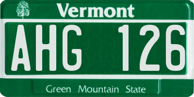 VT license plate AHG126