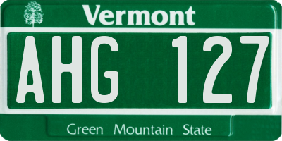 VT license plate AHG127