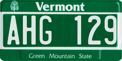 VT license plate AHG129