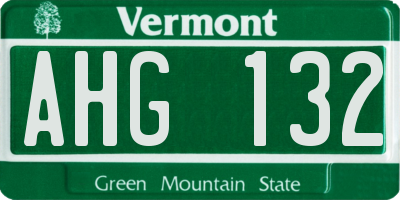 VT license plate AHG132