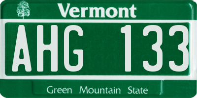 VT license plate AHG133