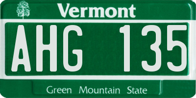 VT license plate AHG135