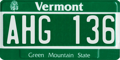 VT license plate AHG136