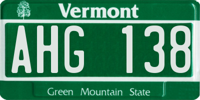 VT license plate AHG138