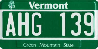 VT license plate AHG139