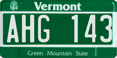 VT license plate AHG143