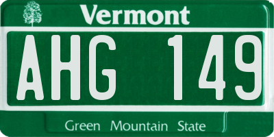 VT license plate AHG149