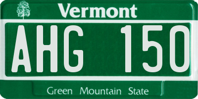 VT license plate AHG150