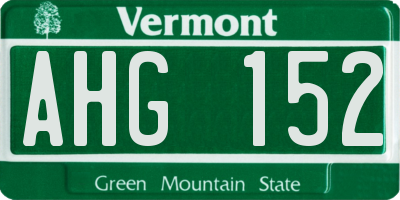 VT license plate AHG152
