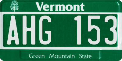 VT license plate AHG153