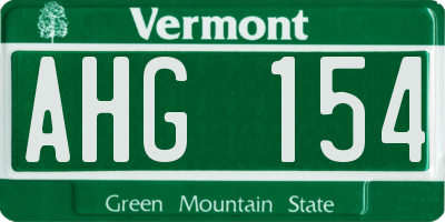 VT license plate AHG154
