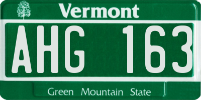 VT license plate AHG163