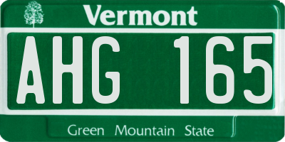 VT license plate AHG165