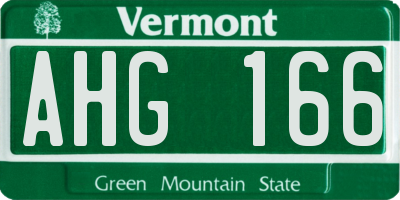 VT license plate AHG166