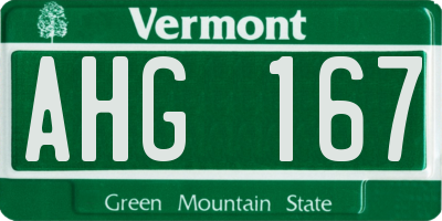 VT license plate AHG167