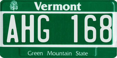 VT license plate AHG168