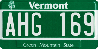VT license plate AHG169