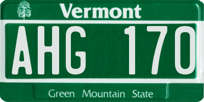VT license plate AHG170