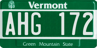 VT license plate AHG172