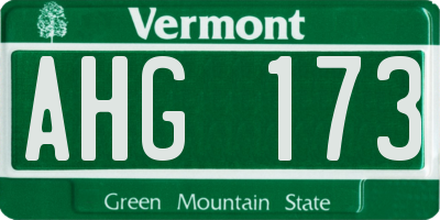 VT license plate AHG173