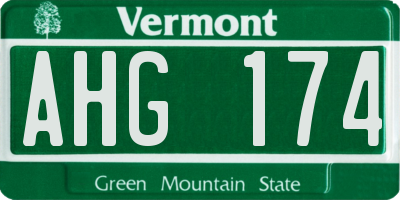 VT license plate AHG174