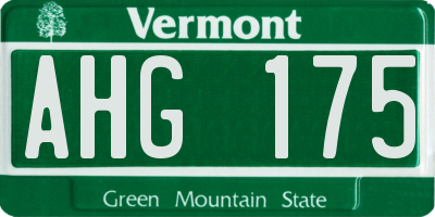 VT license plate AHG175