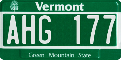 VT license plate AHG177