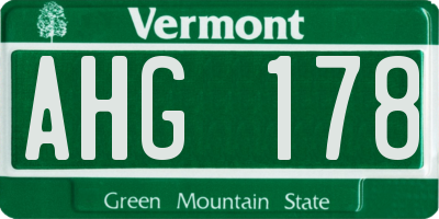 VT license plate AHG178