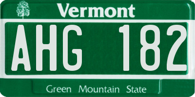 VT license plate AHG182